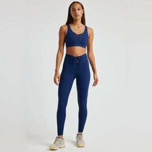 Year of Ours Navy Ribbed Football Leggings - Large